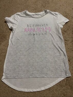 H&M Girls Short Sleeve Sequin 'Amazing' Tee with Pink & Silver Accents